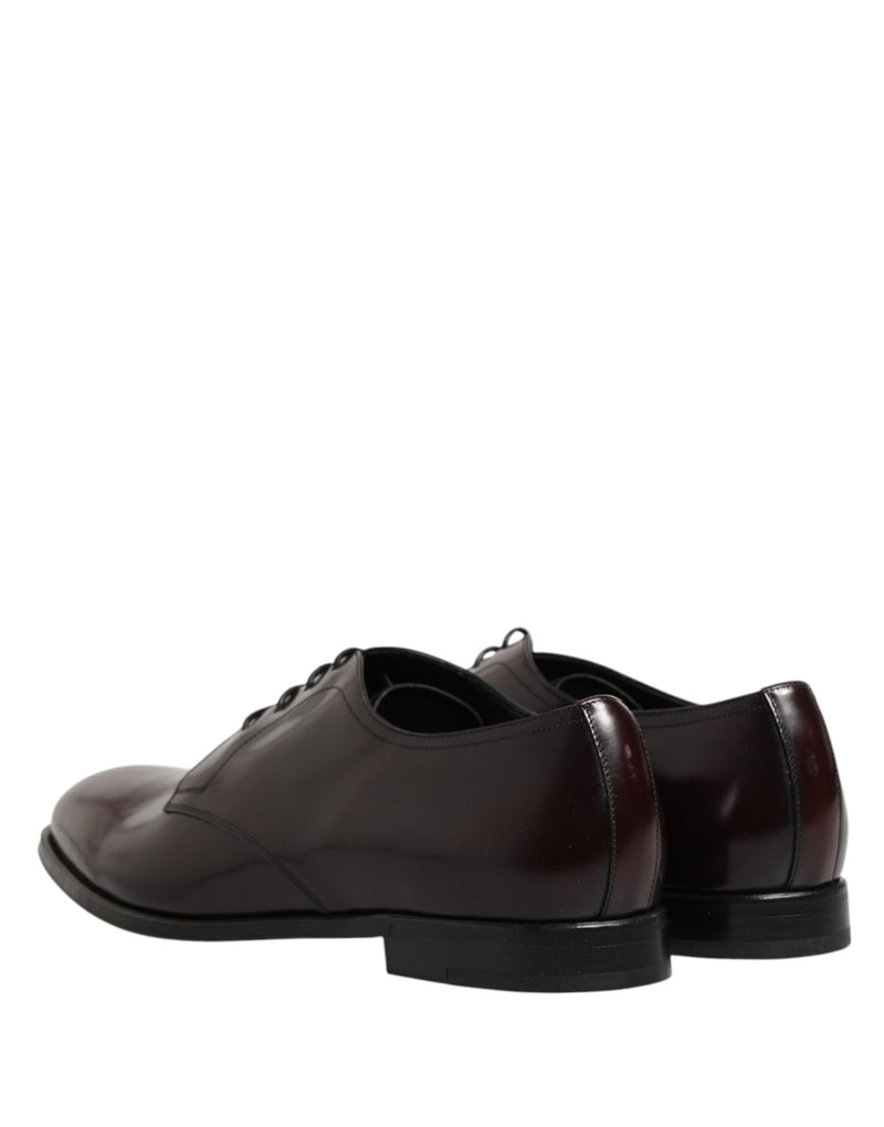 Sapatos Derby sociais masculinos em couro preto com cadarço Dolce & Gabbana