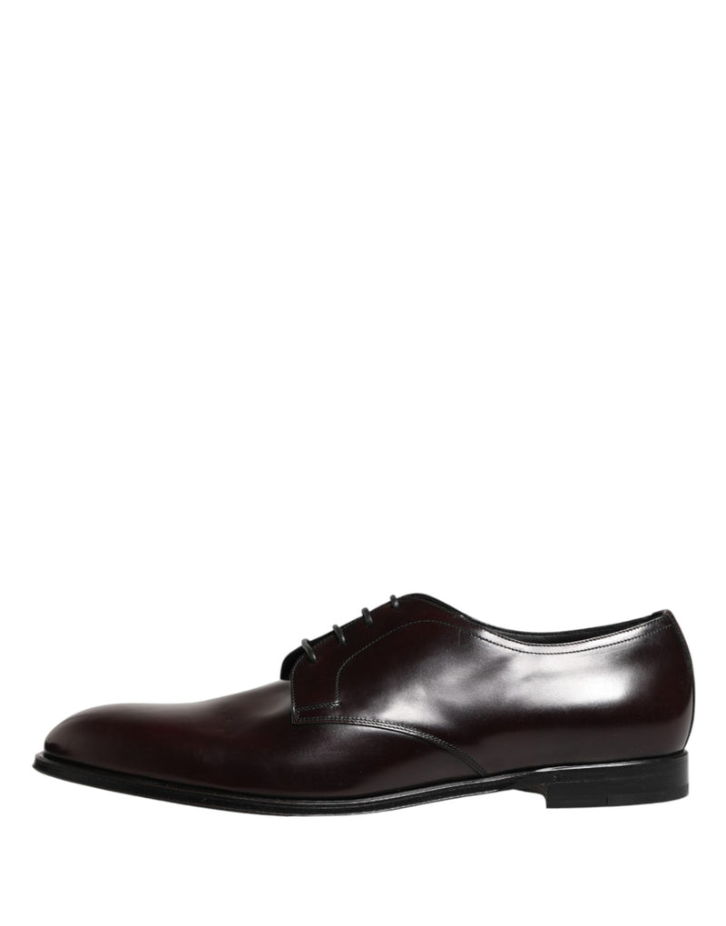Sapatos Derby sociais masculinos em couro preto com cadarço Dolce & Gabbana