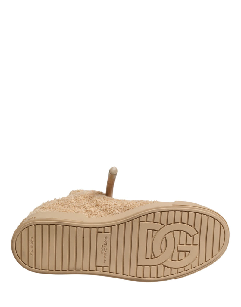 Baskets basses en fausse peau lainée beige Dolce & Gabbana