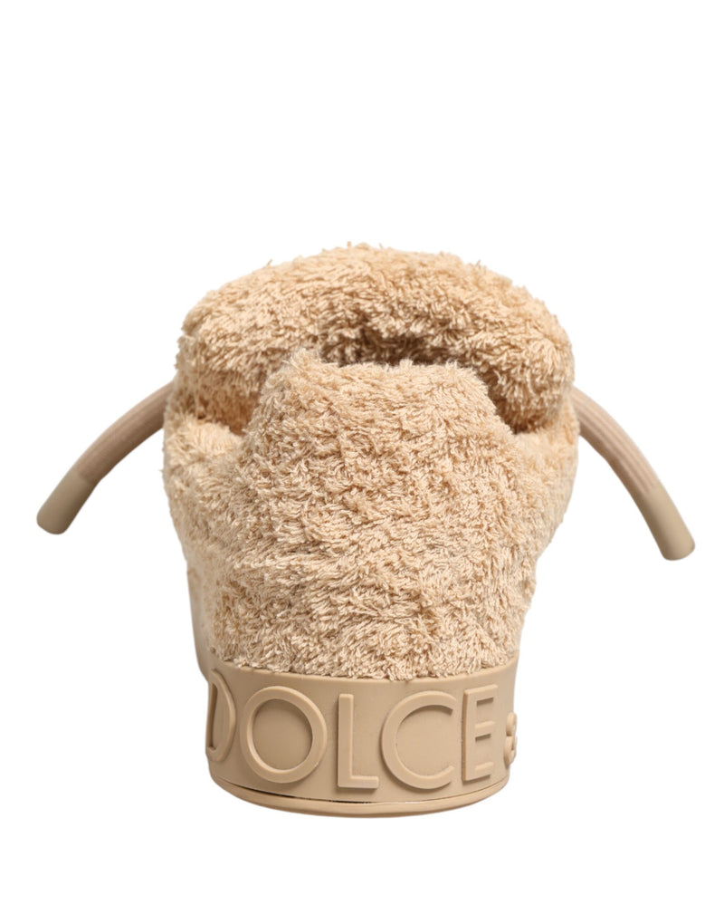 Baskets basses en fausse peau lainée beige Dolce & Gabbana