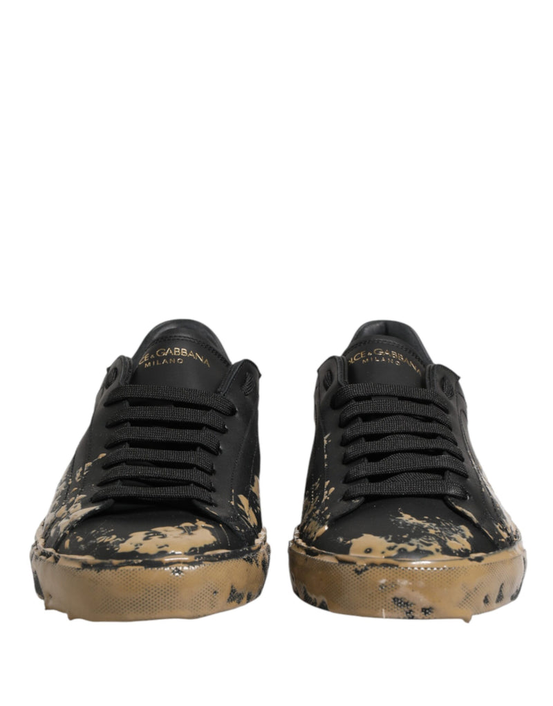 Dolce & Gabbana Black Portofino Mud Effect Low Top Sneakers Shoes