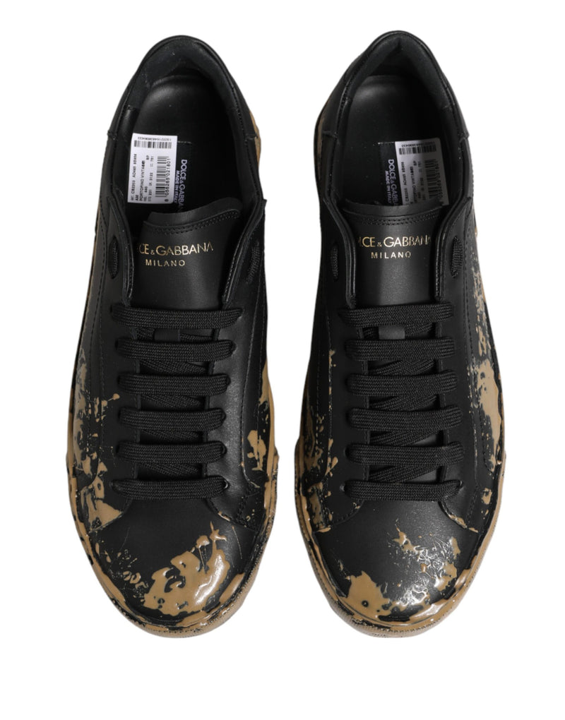 Dolce & Gabbana Black Portofino Mud Effect Low Top Sneakers Shoes