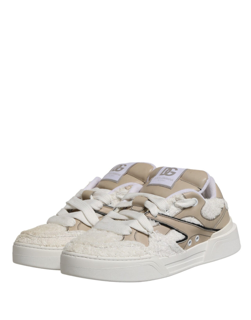 Zapatillas bajas de Dolce & Gabbana en blanco y beige con forro de borreguito sintético