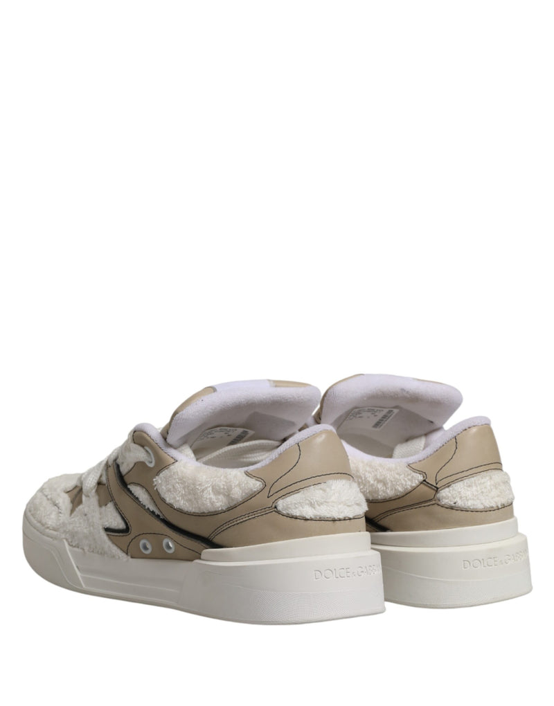 Zapatillas bajas de Dolce & Gabbana en blanco y beige con forro de borreguito sintético