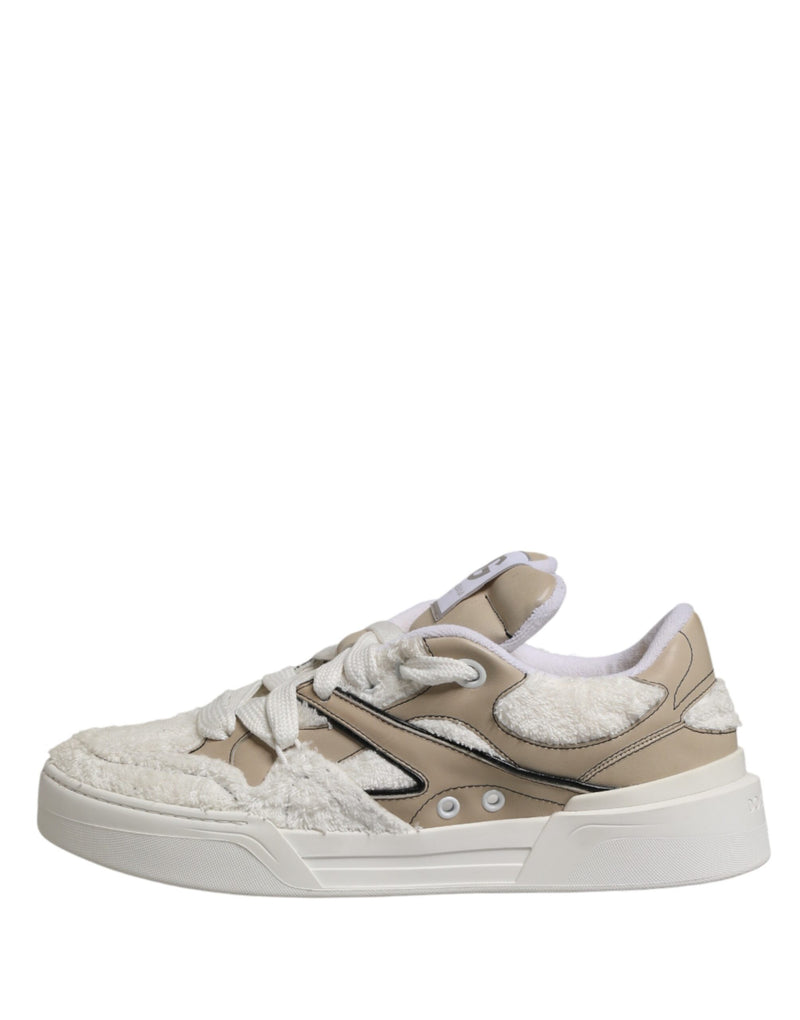 Zapatillas bajas de Dolce & Gabbana en blanco y beige con forro de borreguito sintético
