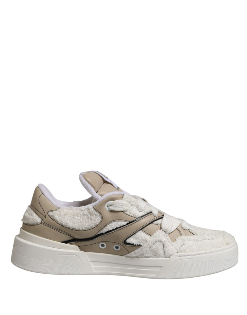 Zapatillas bajas de Dolce & Gabbana en blanco y beige con forro de borreguito sintético