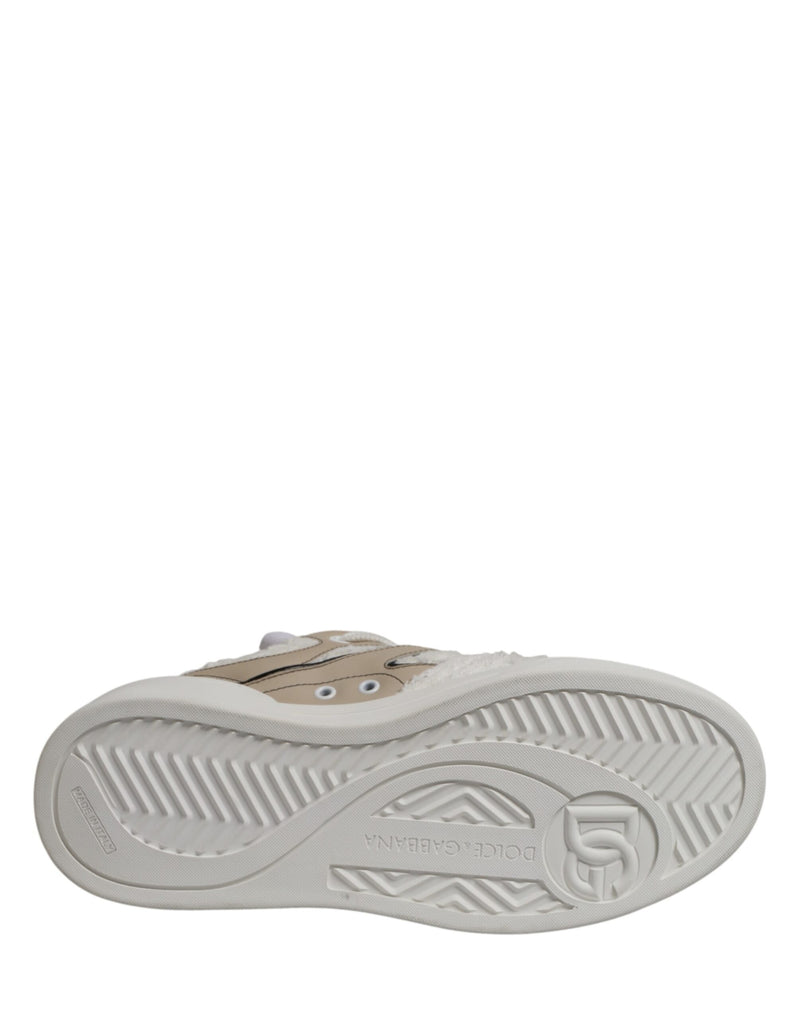 Zapatillas bajas de Dolce & Gabbana en blanco y beige con forro de borreguito sintético