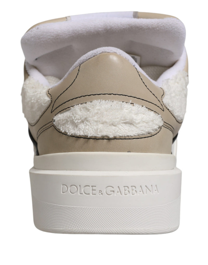 Zapatillas bajas de Dolce & Gabbana en blanco y beige con forro de borreguito sintético