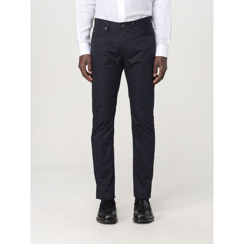 Emporio Armani Blue Cotton Casual Pants