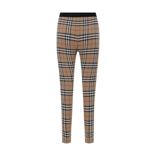 Burberry Archive Check Brown Slim Fit Leggings for Women, Burberry Leggings for Women displayed in a full-length front view highlighting the slim body-hugging fit, brown check design, and contrasting waistband; Urbalenti NYC, style 13879, item 79661334579, Brown, Burberry, Clothing, Discount_50-59, in-stock, Leggings - Sportswear - Clothing, New with tags, size S, Sportswear - Clothing, Women.