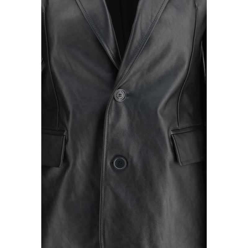 Balenciaga Black Calf Leather Bos Taurus Leather Jacket