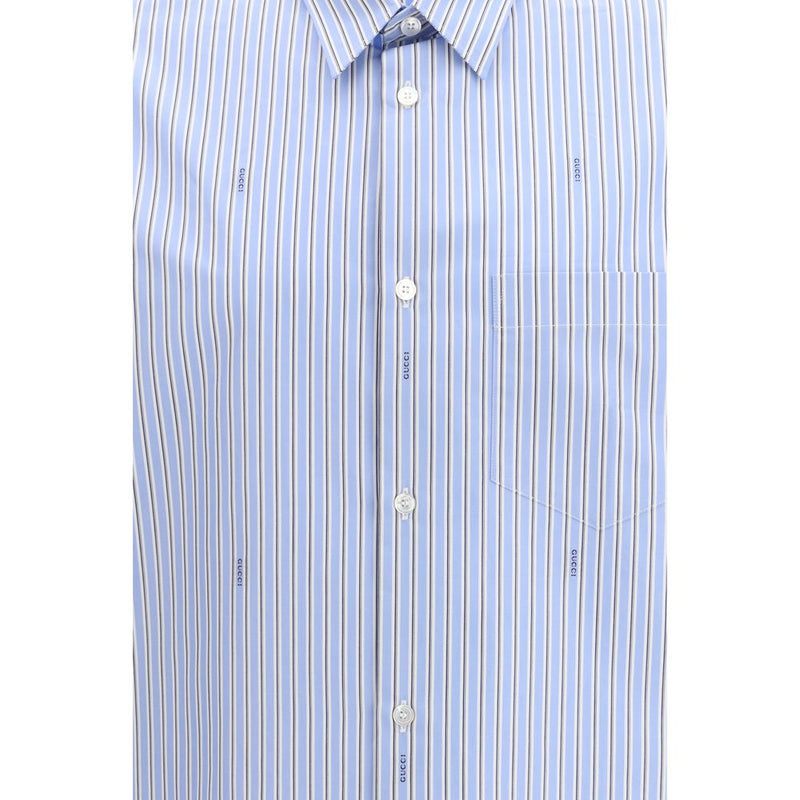 Gucci Blue Cotton Pattern Shirt