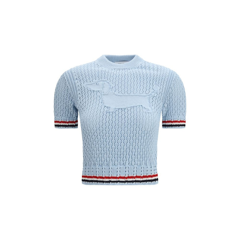 Camiseta de algodón azul de Thom Browne