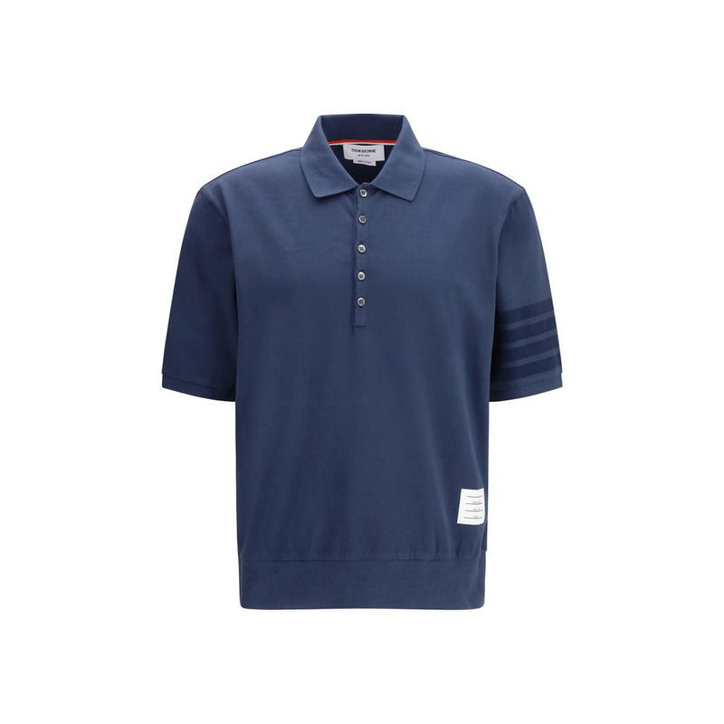 Polo in cotone blu Thom Browne