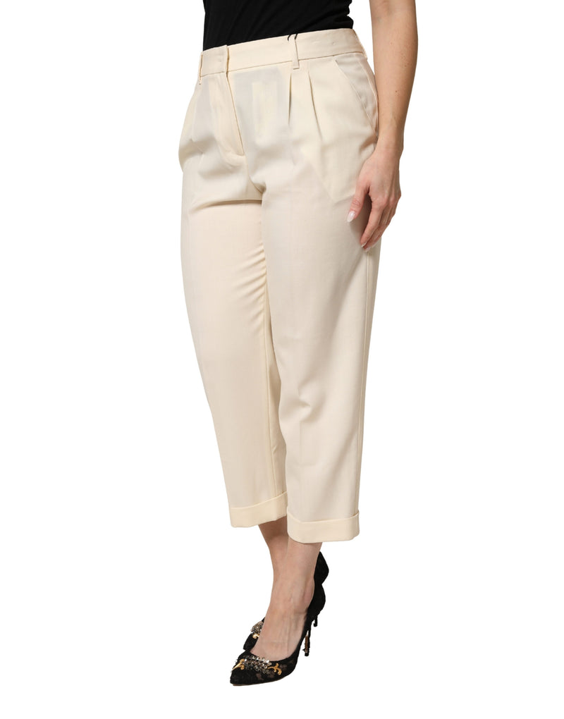 Pantalon court taille mi-haute en laine ivoire Dolce & Gabbana