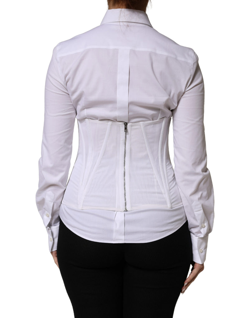 Dolce & Gabbana White Polyamide Waist Cincher Bustier Corset Top