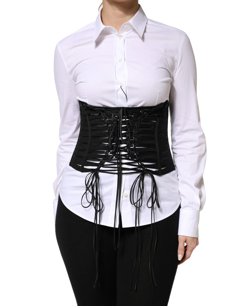 Bustier corset noir en polyester à laçage Dolce & Gabbana