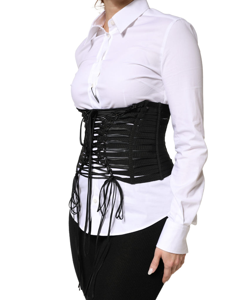 Bustier corset noir en polyester à laçage Dolce & Gabbana