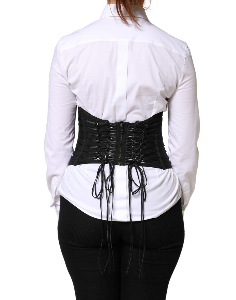 Bustier corset noir en polyester à laçage Dolce & Gabbana