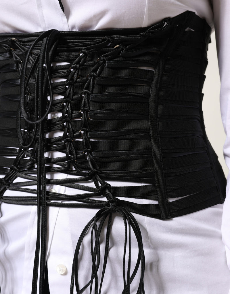 Bustier corset noir en polyester à laçage Dolce & Gabbana