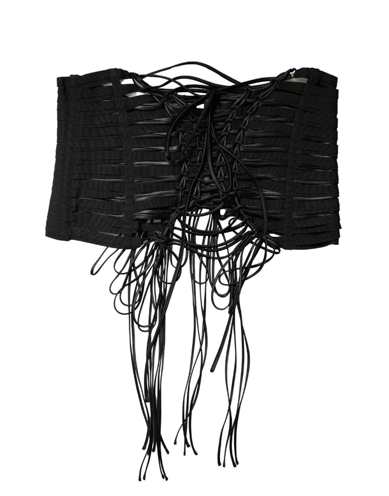 Bustier corset noir en polyester à laçage Dolce & Gabbana