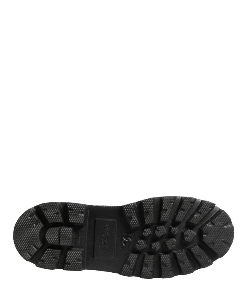 Botines de combate de cuero negro con suela Trek Dolce & Gabbana