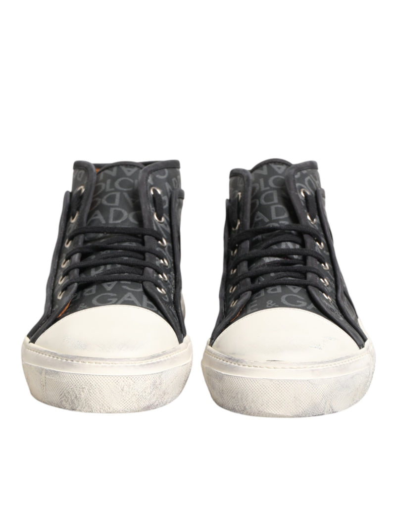 Baskets montantes Dolce & Gabbana en toile noire et blanche avec logo