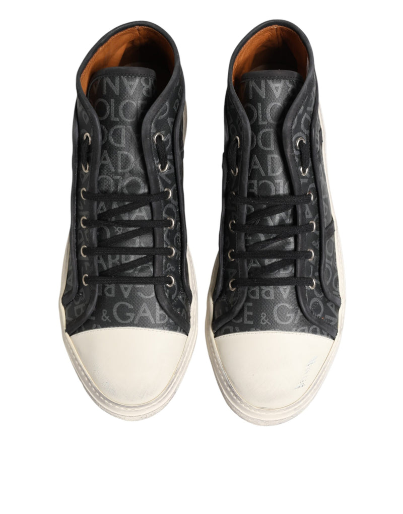 Baskets montantes Dolce & Gabbana en toile noire et blanche avec logo