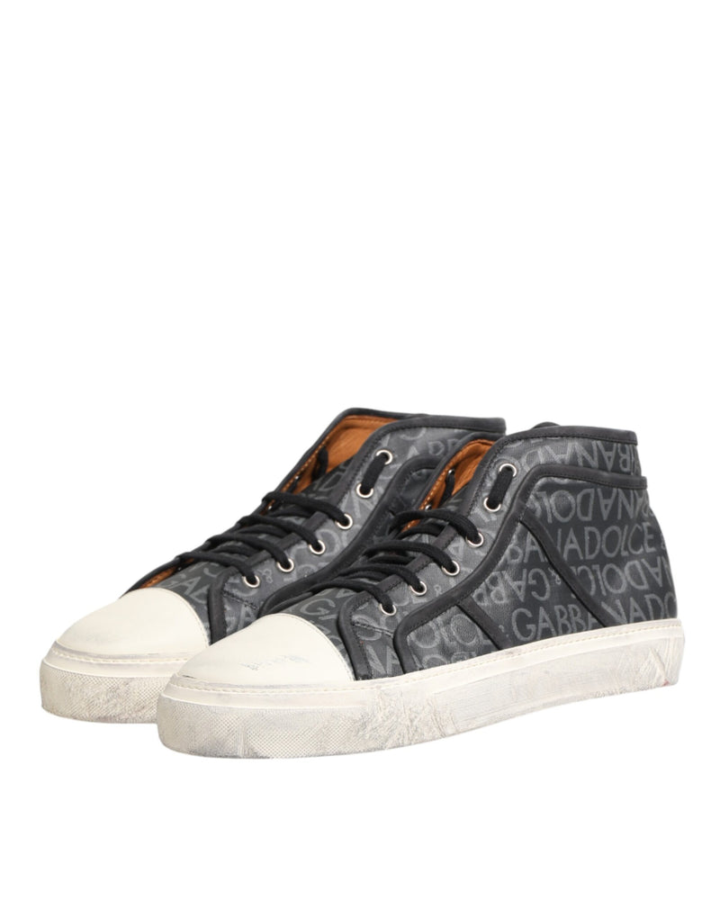 Baskets montantes Dolce & Gabbana en toile noire et blanche avec logo