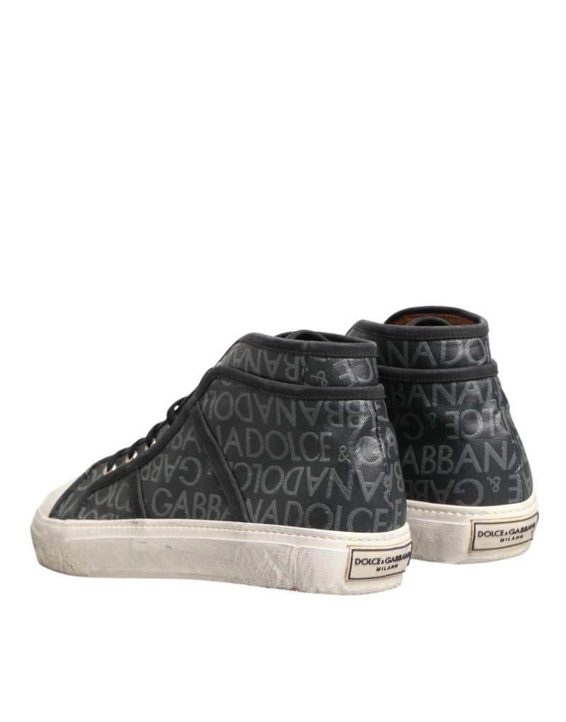 Baskets montantes Dolce & Gabbana en toile noire et blanche avec logo