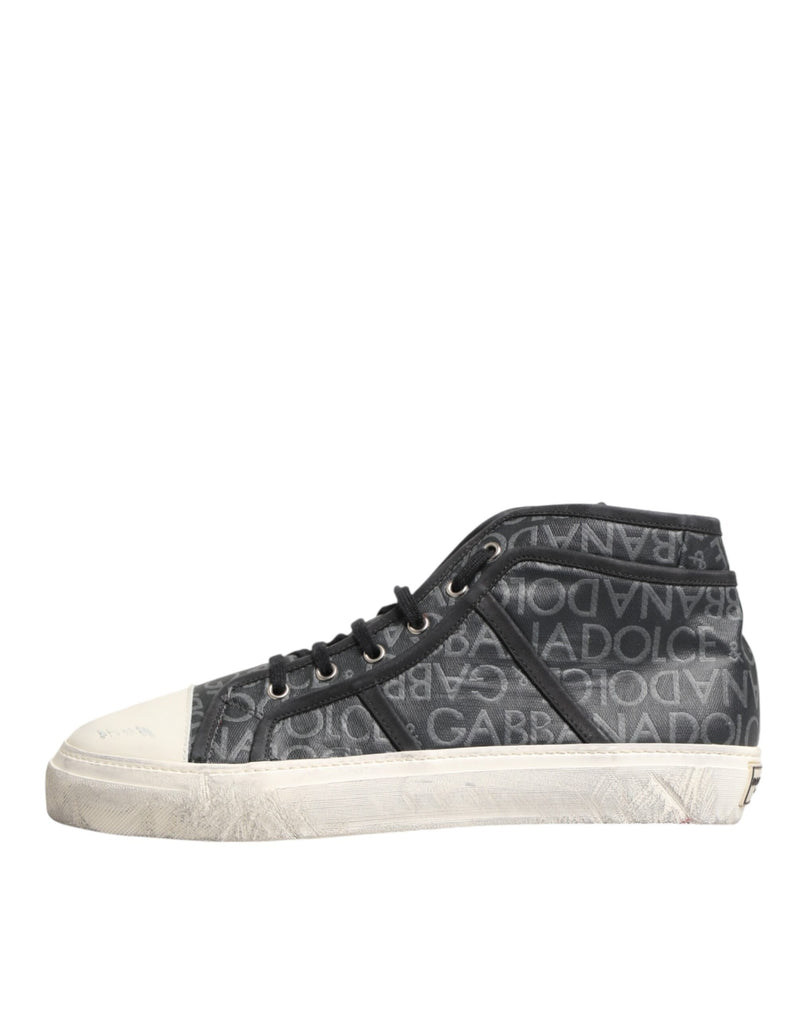 Baskets montantes Dolce & Gabbana en toile noire et blanche avec logo