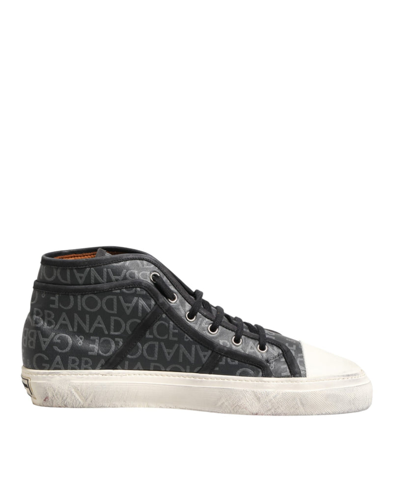 Baskets montantes Dolce & Gabbana en toile noire et blanche avec logo