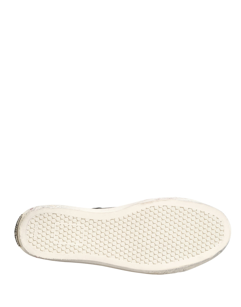 Baskets montantes Dolce & Gabbana en toile noire et blanche avec logo