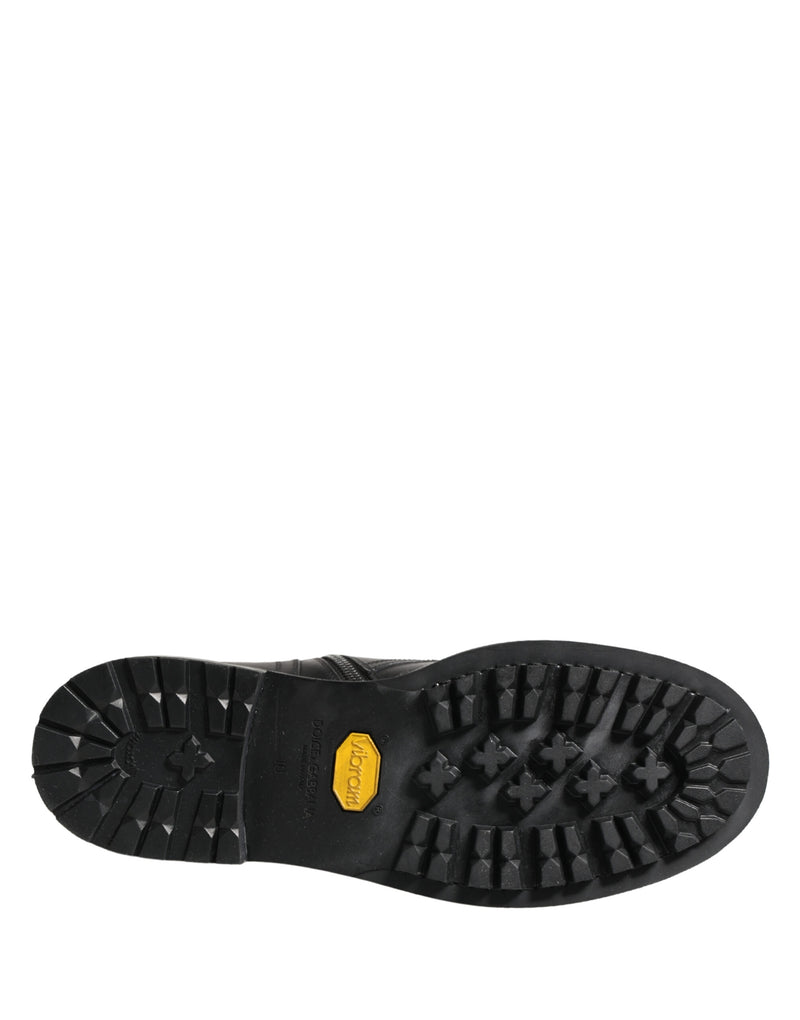Botas de combate de piel negra con cinturón y hebilla de Dolce & Gabbana