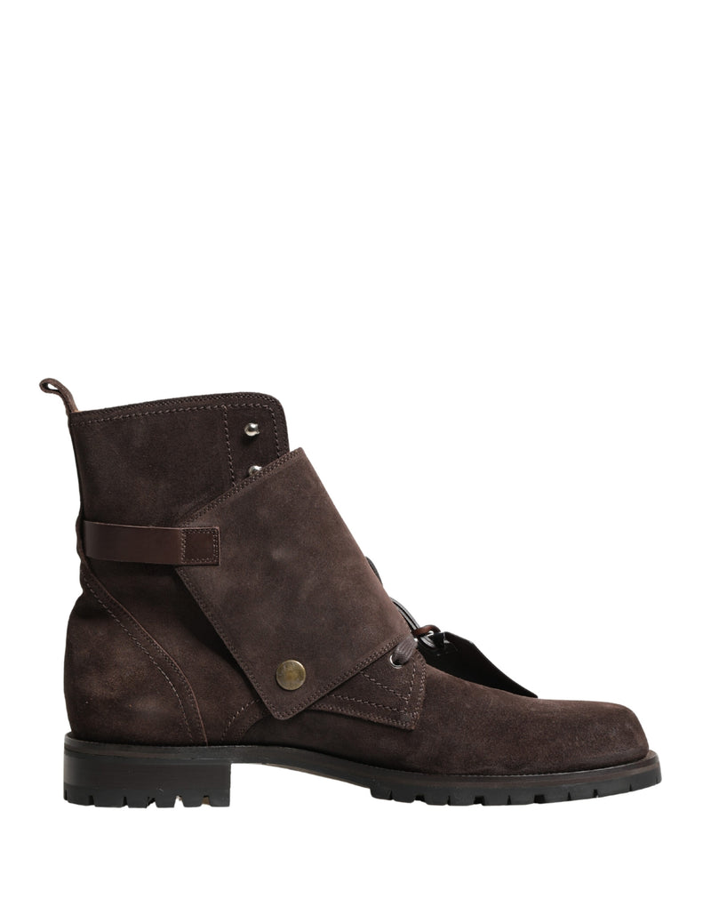 Botines de ante marrón y hebilla de piel de Dolce & Gabbana