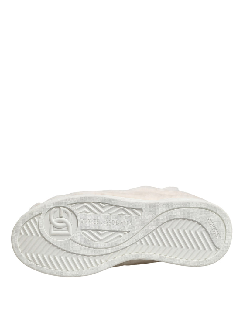 Baskets basses Dolce & Gabbana blanches en cuir doublé de peau lainée