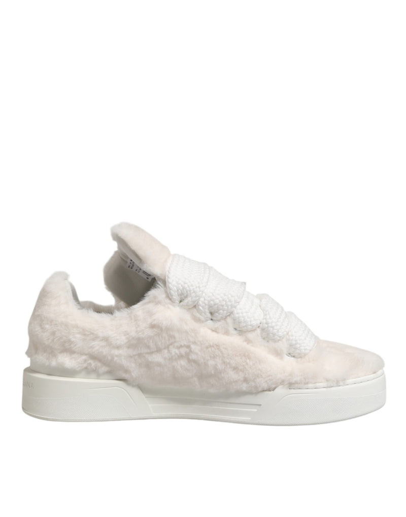 Baskets basses Dolce & Gabbana blanches en cuir doublé de peau lainée