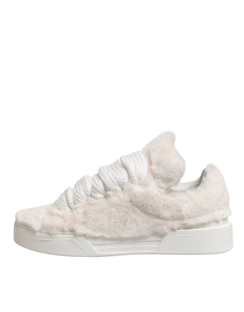 Baskets basses Dolce & Gabbana blanches en cuir doublé de peau lainée