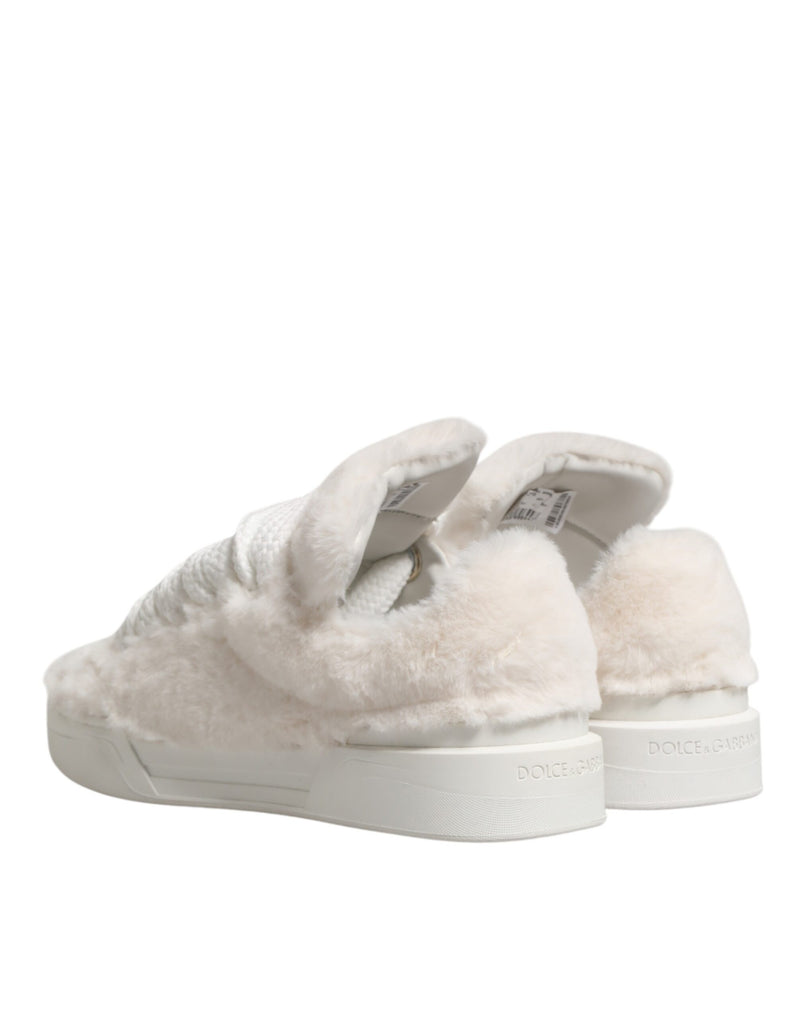 Baskets basses Dolce & Gabbana blanches en cuir doublé de peau lainée