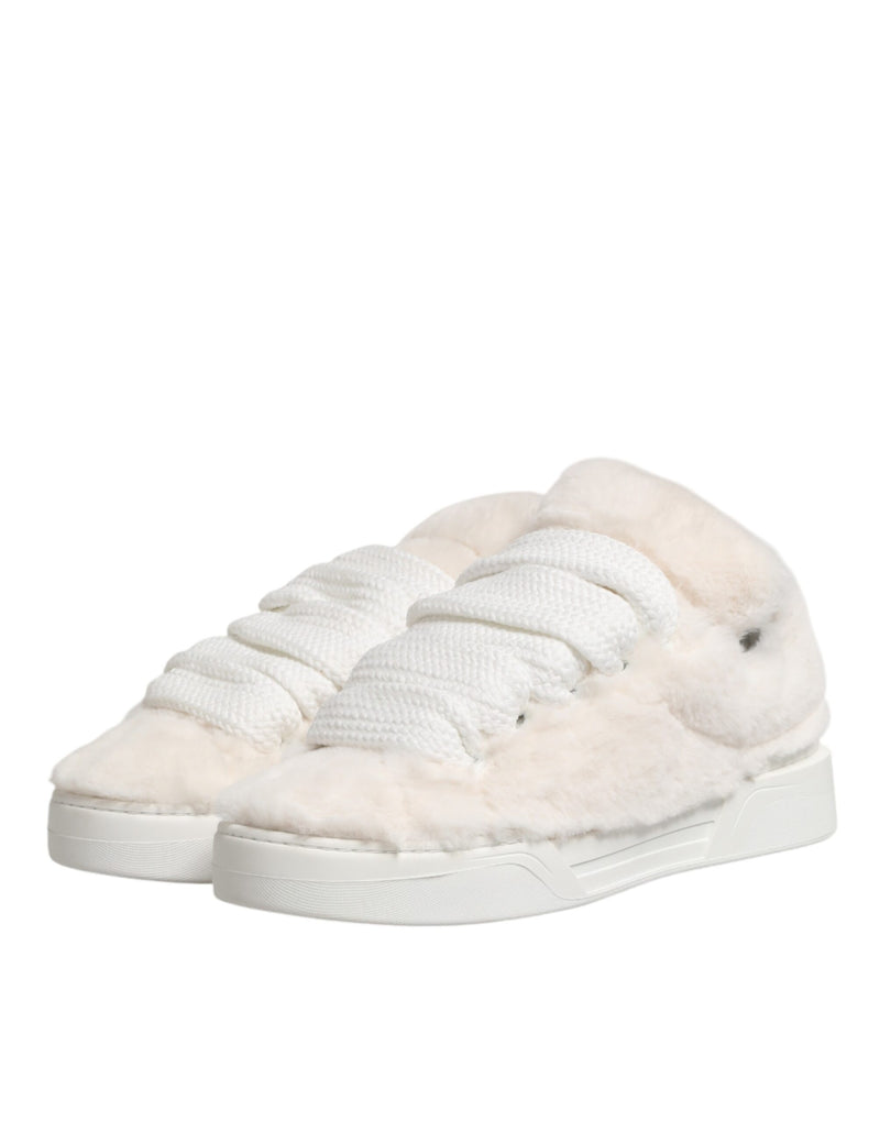 Baskets basses Dolce & Gabbana blanches en cuir doublé de peau lainée