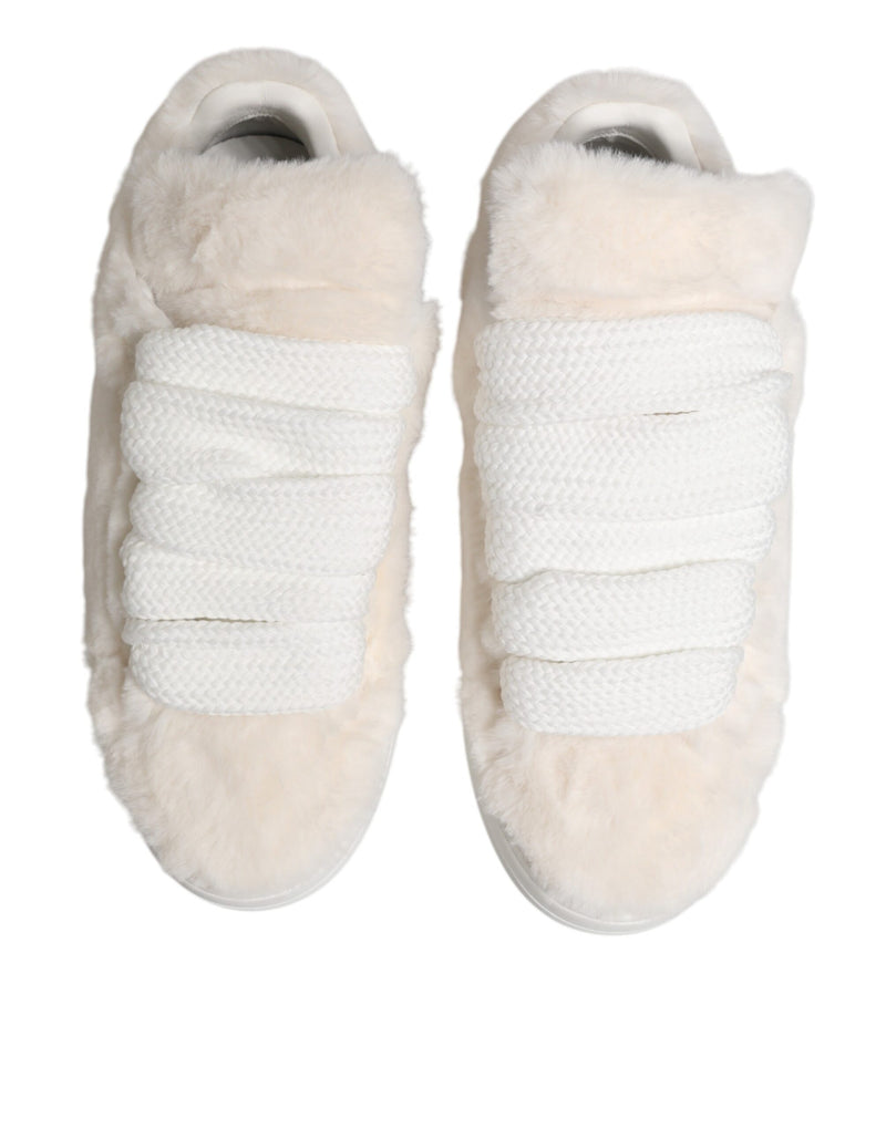 Baskets basses Dolce & Gabbana blanches en cuir doublé de peau lainée