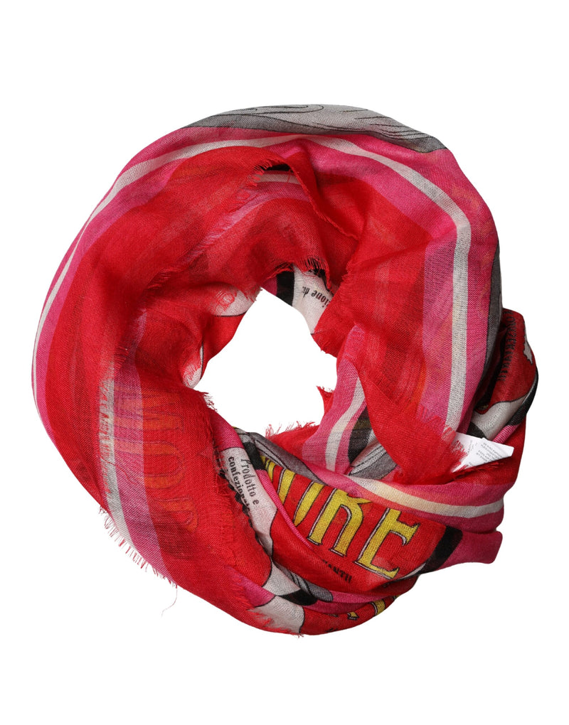 Pañuelo cuadrado de cuello con estampado DG Amore rosa Dolce & Gabbana 140cm x 140cm, bufanda