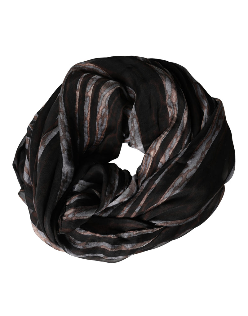 Dolce & Gabbana Black Stripes Silk Wrap Shawl Stole 193cm x 131cm Scarf