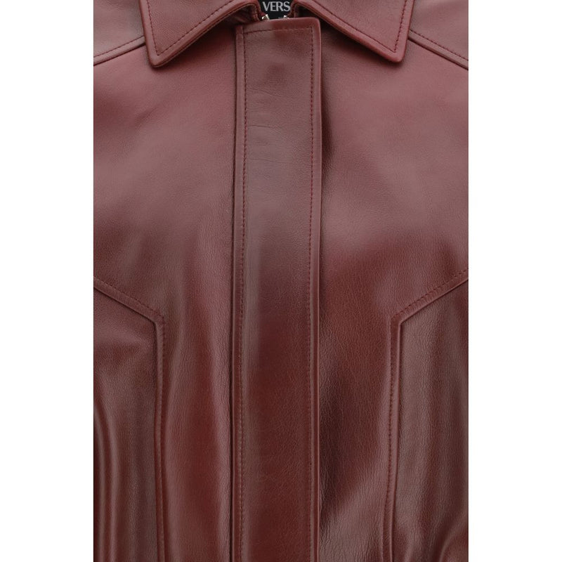 Versace Bordeaux Calf Leather Bos Taurus Leather Jacket