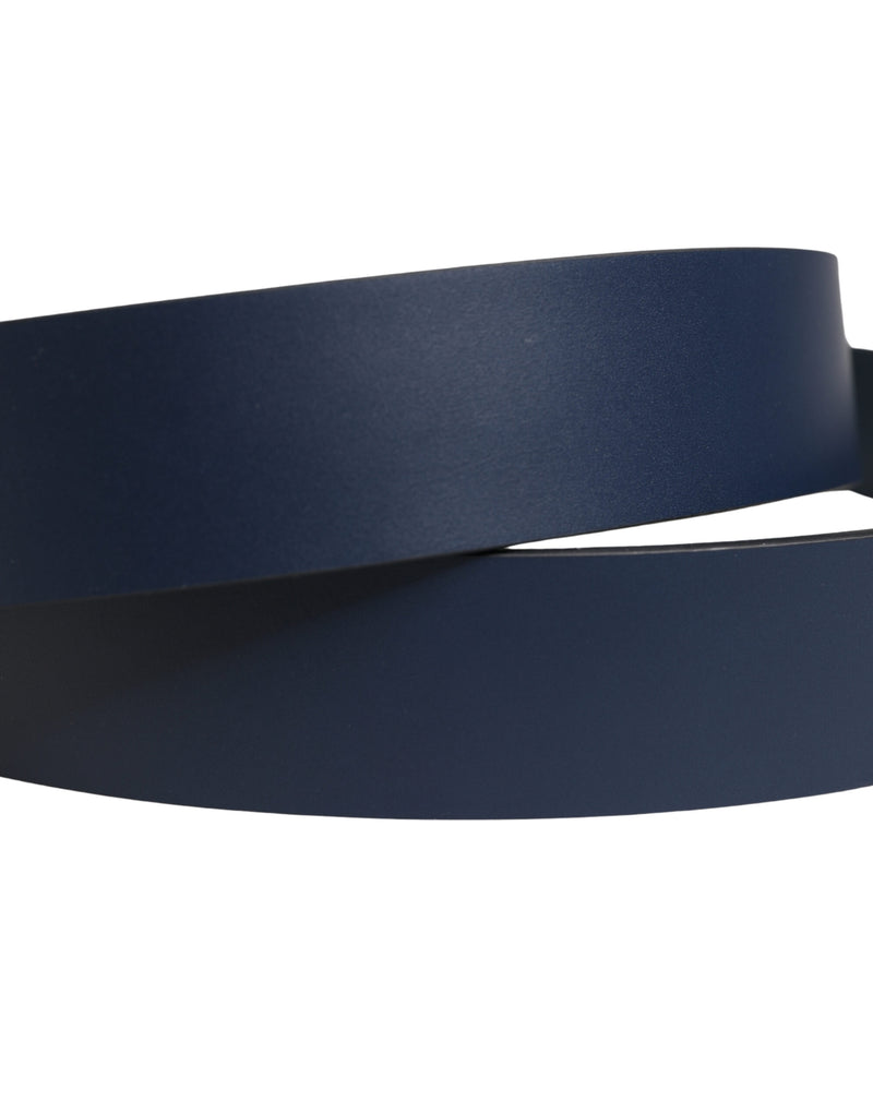 Dolce & Gabbana Blue Leather Logo Metal Buckle Men Belt
