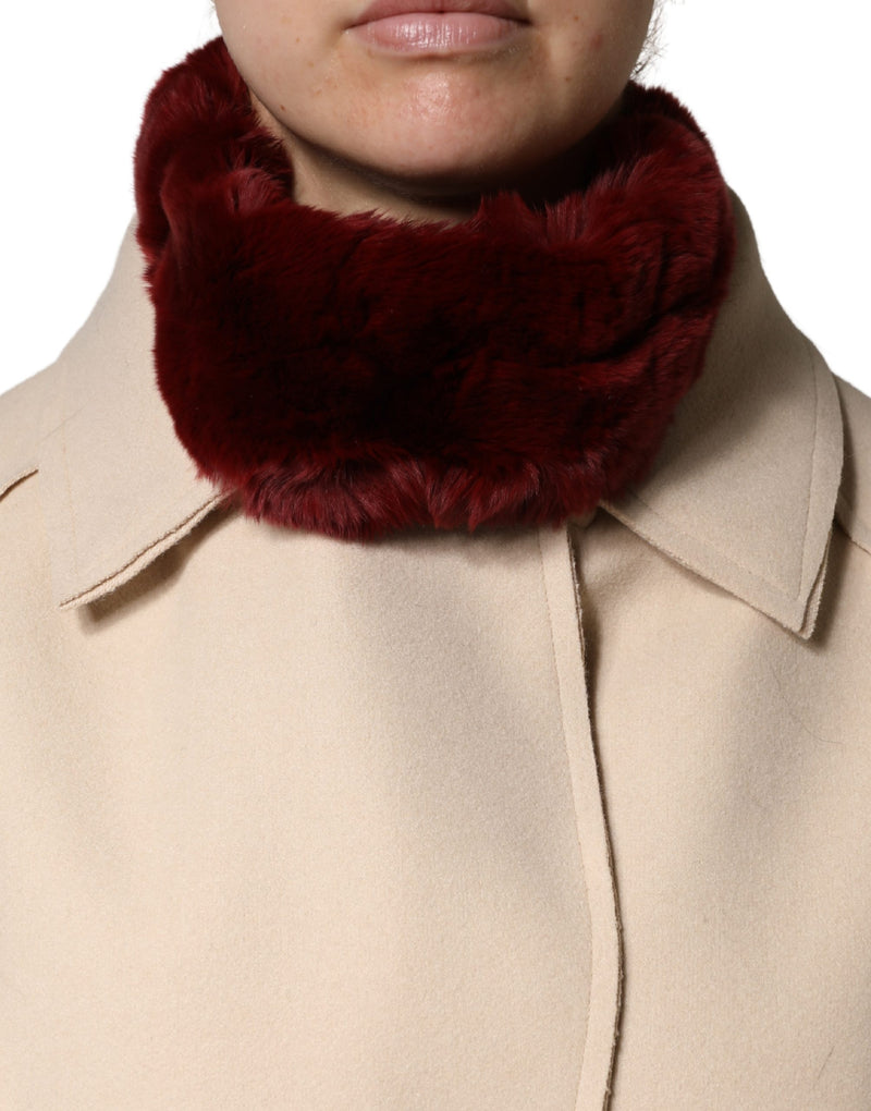 Écharpe tour de cou en fourrure d’agneau rouge Dolce & Gabbana pour femme, 50cm x 8cm