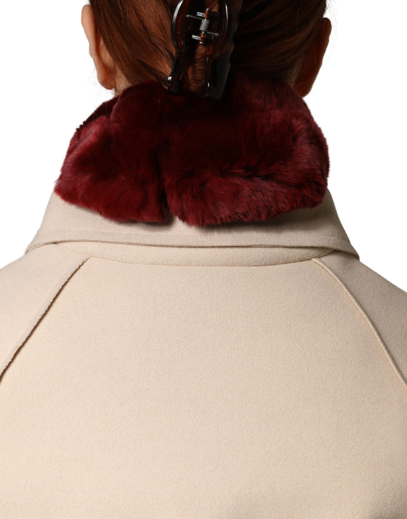 Écharpe tour de cou en fourrure d’agneau rouge Dolce & Gabbana pour femme, 50cm x 8cm