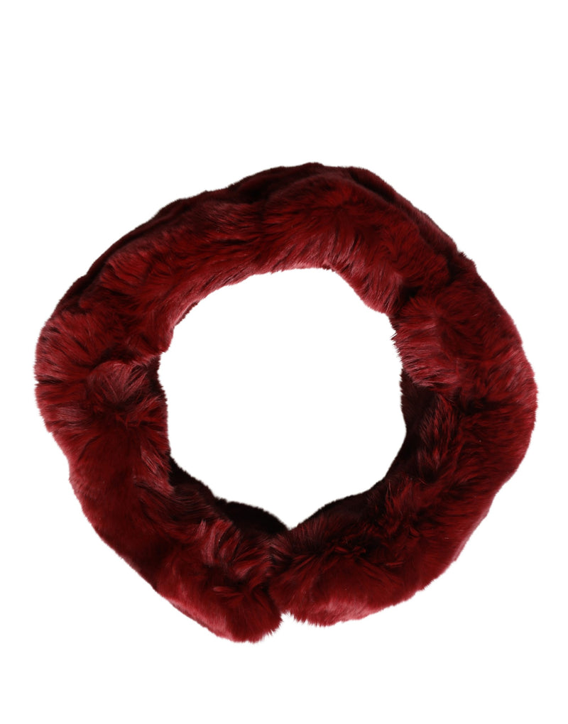 Écharpe tour de cou en fourrure d’agneau rouge Dolce & Gabbana pour femme, 50cm x 8cm
