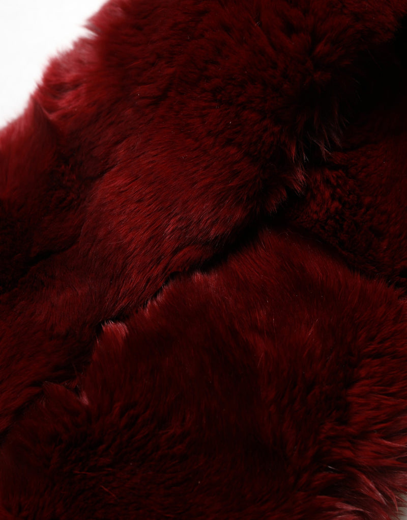Écharpe tour de cou en fourrure d’agneau rouge Dolce & Gabbana pour femme, 50cm x 8cm