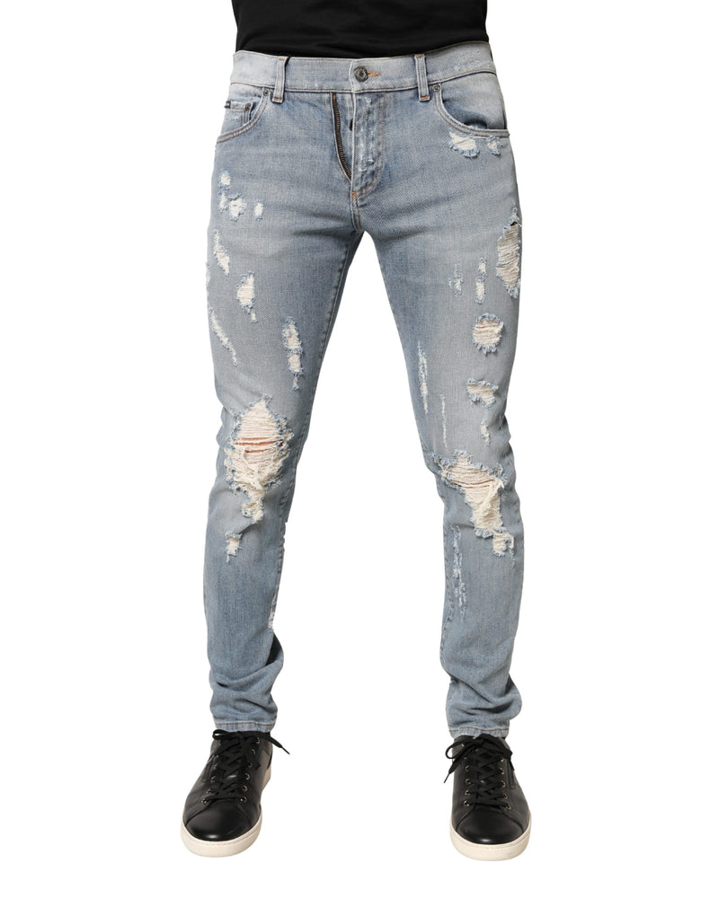 Vaqueros pitillo Dolce & Gabbana para hombre en azul claro con efecto desgastado